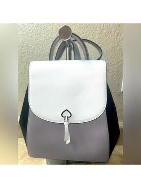 Kate Spade New York Adel Medium Flap Backpack (Optic white/taupe/black)